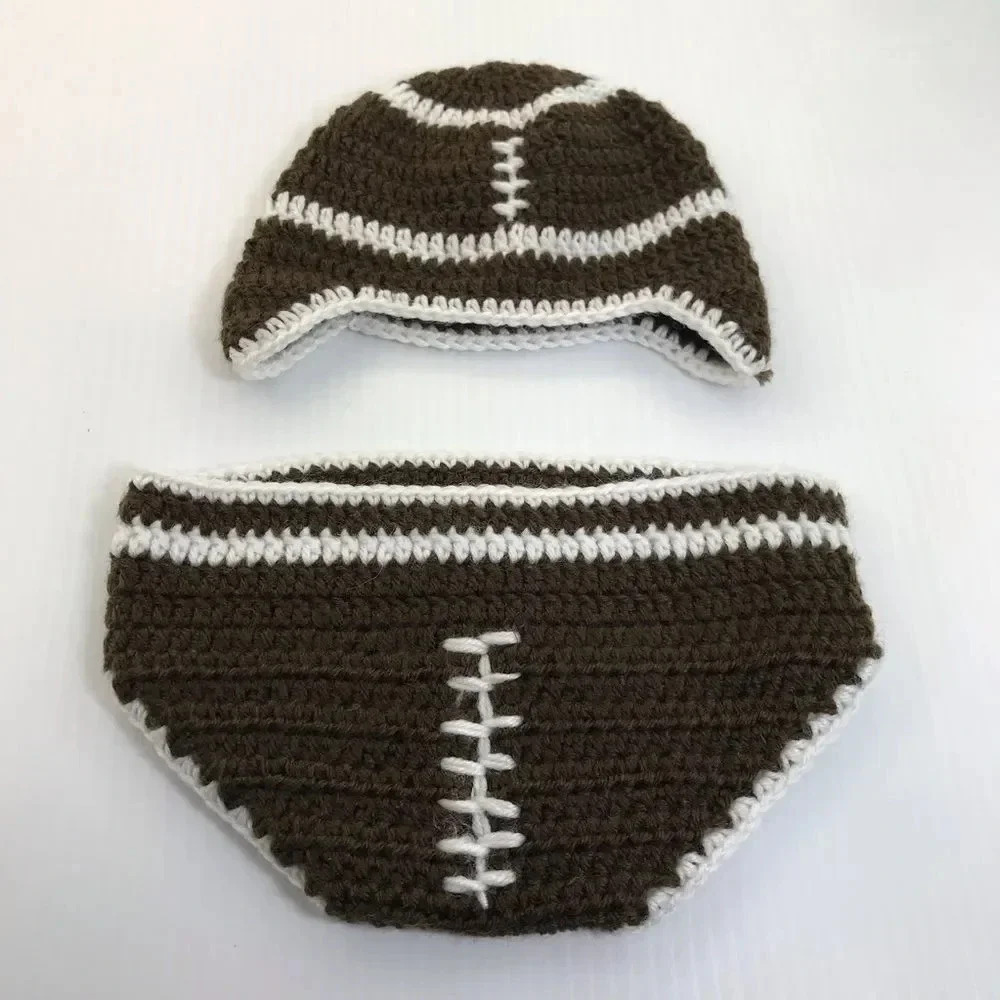Crochet Diaper Cover & Hat (Football)